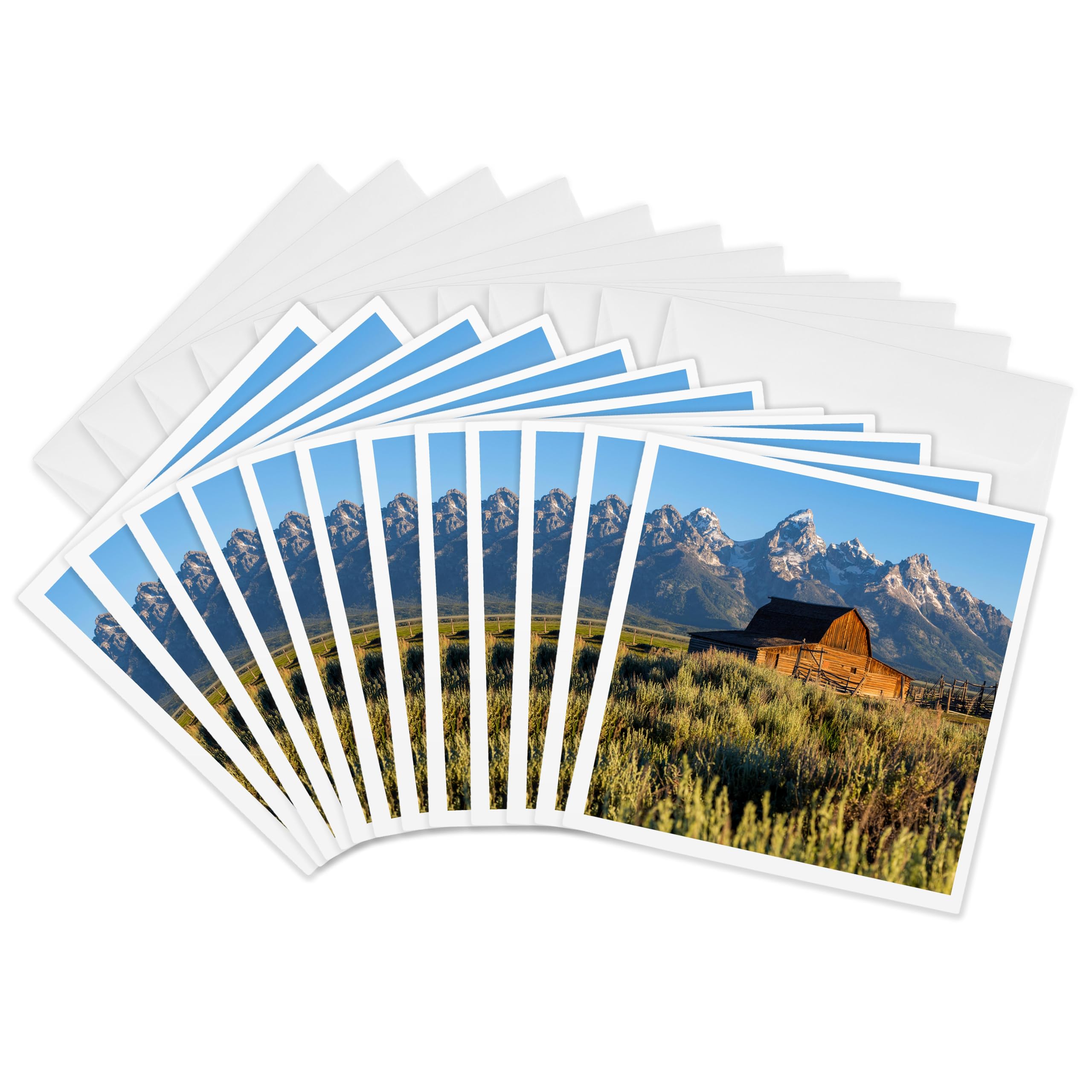 3dRose gc_231988_2 6 x 6-Inch"John Moulton Historic Barn, Grand Teton National Park, Wyoming, USA" Greeting Card (Set of 12)