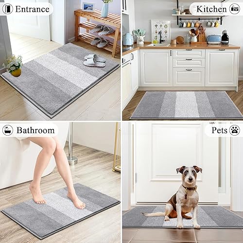 Miniatura 228 de Vaukki Tapete para puerta de entrada, antideslizante, absorbente, atrapador de lodo, tapete para el interior, tapete lavable para puerta de entrada
