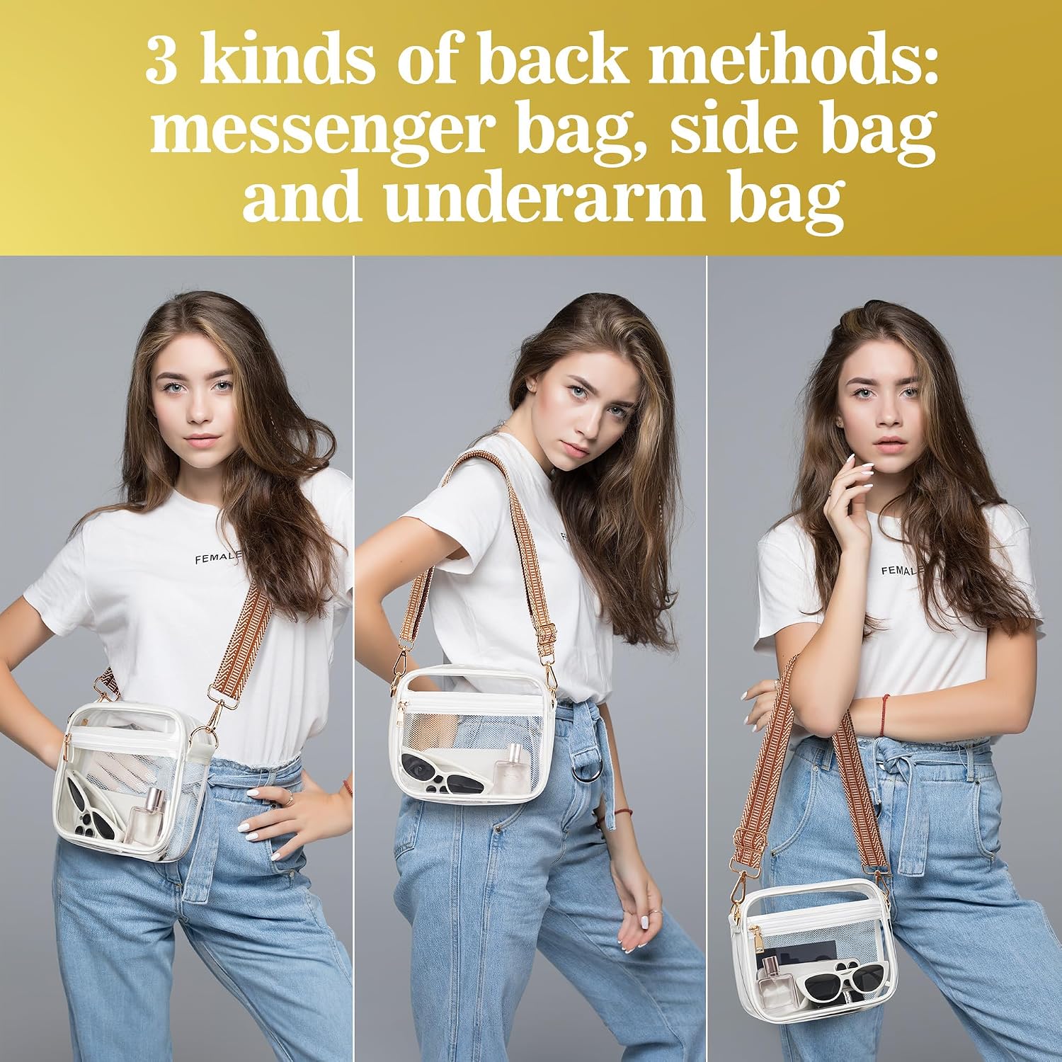 Clear Crossbody Bag for Stadium Events, Clear Bag Stdium Approved