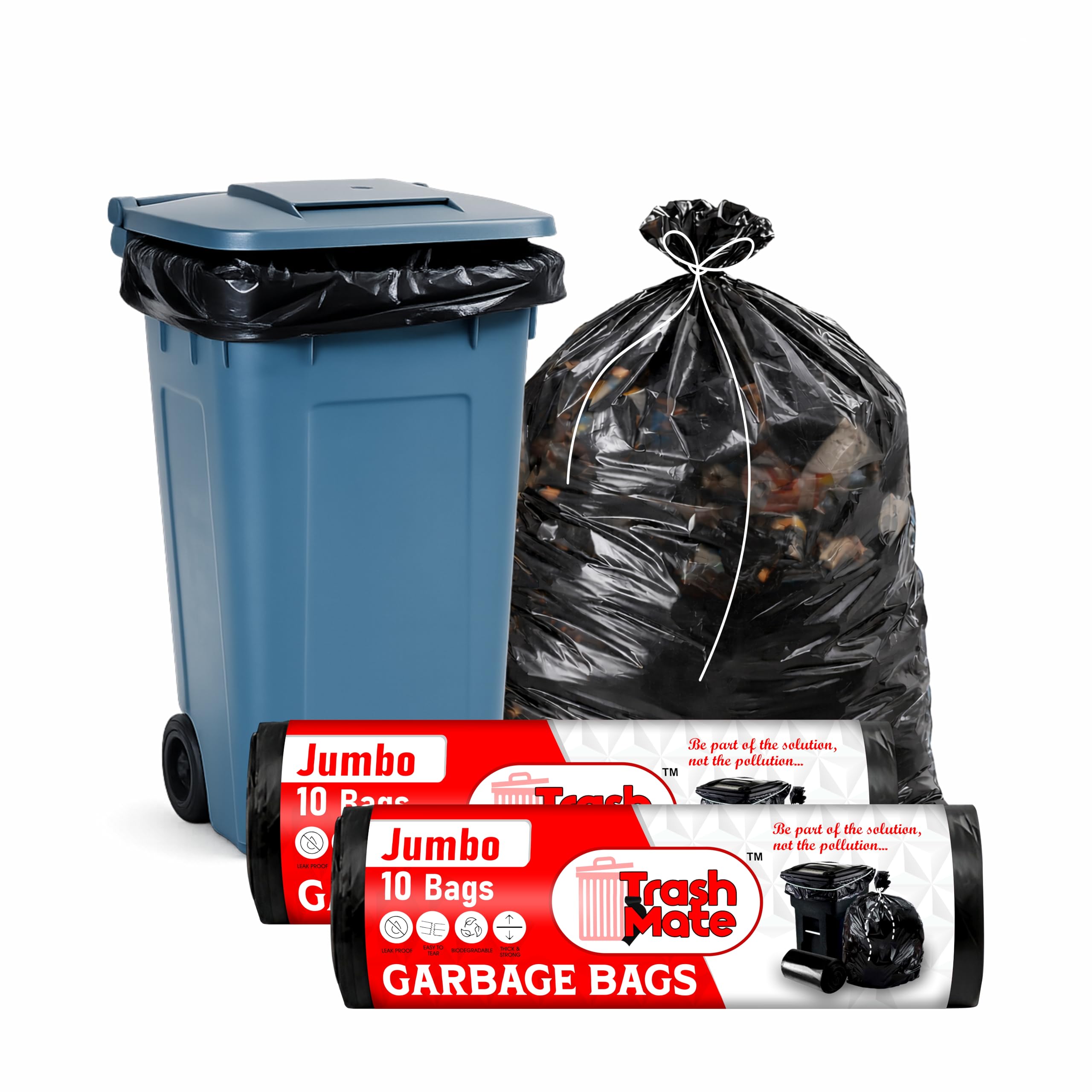 Jumbo Garbage Bags - Heavy Duty & Leak Proof -10