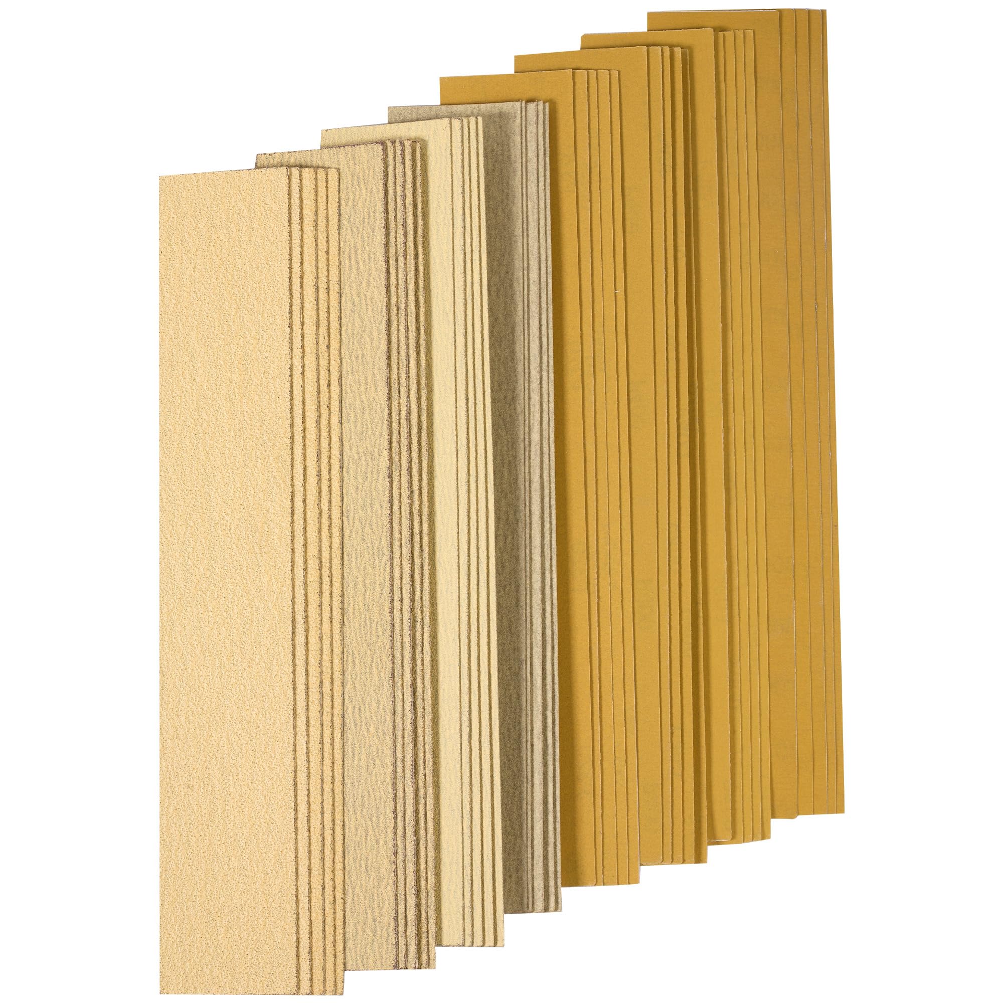 CowboyBOB 40 hojas de papel de lija de grano surtido dorado PSA Longboard de 2-3/4 x 16-1/2 pulgadas, papel de lija autoadhesivo para carpintería automotriz, bloque de lijado a mano