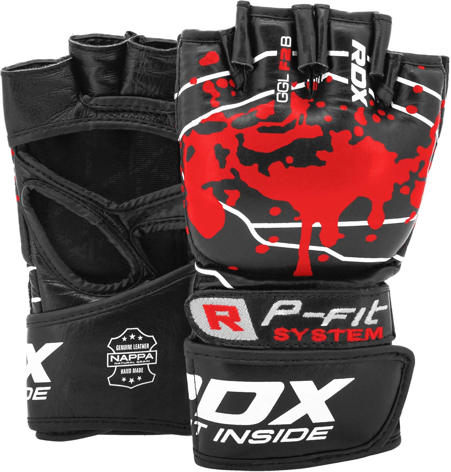 RDX MMA Gloves for Martial Arts Grappling Training, Approved by SMMAF, Open Palm Cowhide Leather Sparring Mitts, Adjustable Wrist Straps and Gel Padding for Muay Thai Kickboxing Punching Cage Fighting : Sports & Outdoors