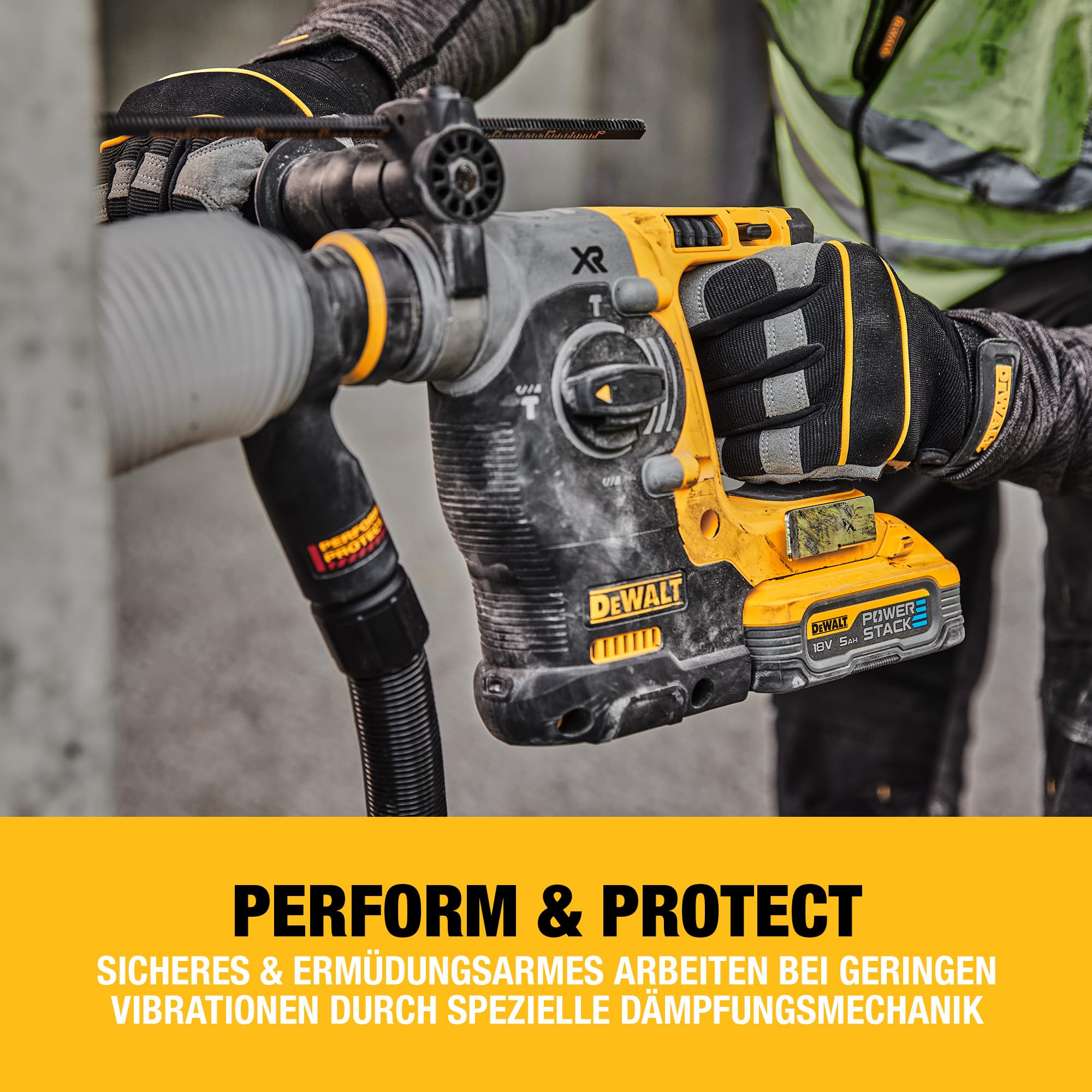 DEWALT SDS-plus XR Akku-Kombihammer/Schlagbohrmaschine (18V, bürstenlos, 24mm, ideal für Bohranker/Befestigungslöcher, Vibrationsreduzierung, ohne Akku & Ladegerät) DCH273N-XJ