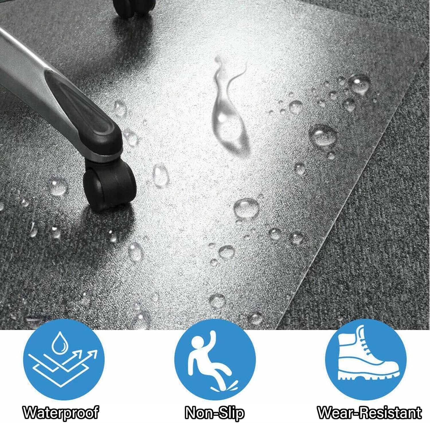 Bedroom/Kitchen/Balcony/Stairs,Floor Protector Runner for Small Large Hard Floor/Tile/Low Pile Carpet, Plastic Vinyl Rectangular Office Mat Cover(90x120cm/3x4ft)
