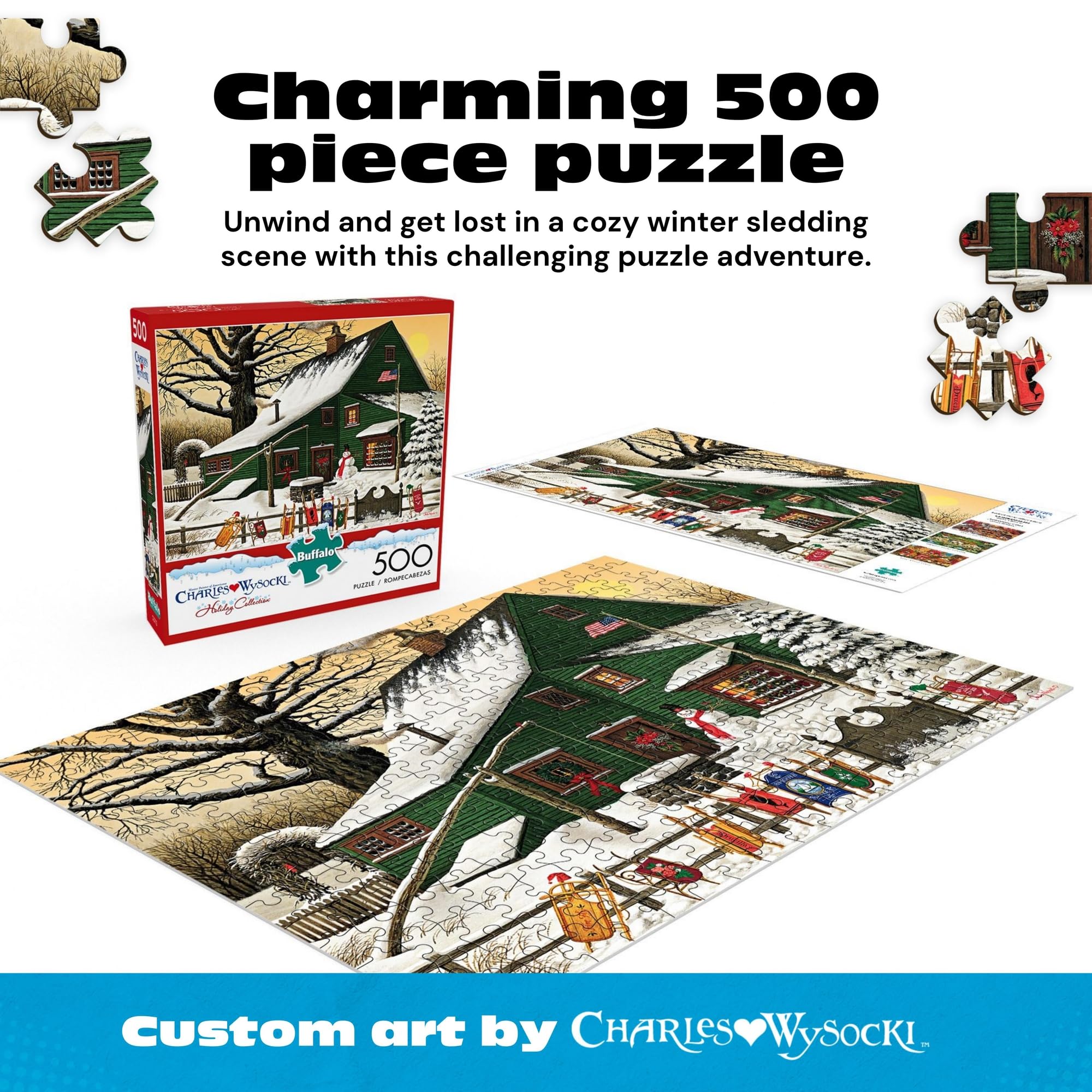 Puzzle Buffalo Games 500 Pezzi – Charles Wysocki “Hotel Dolcetto O Scherzetto”, Nuovo In Scatola