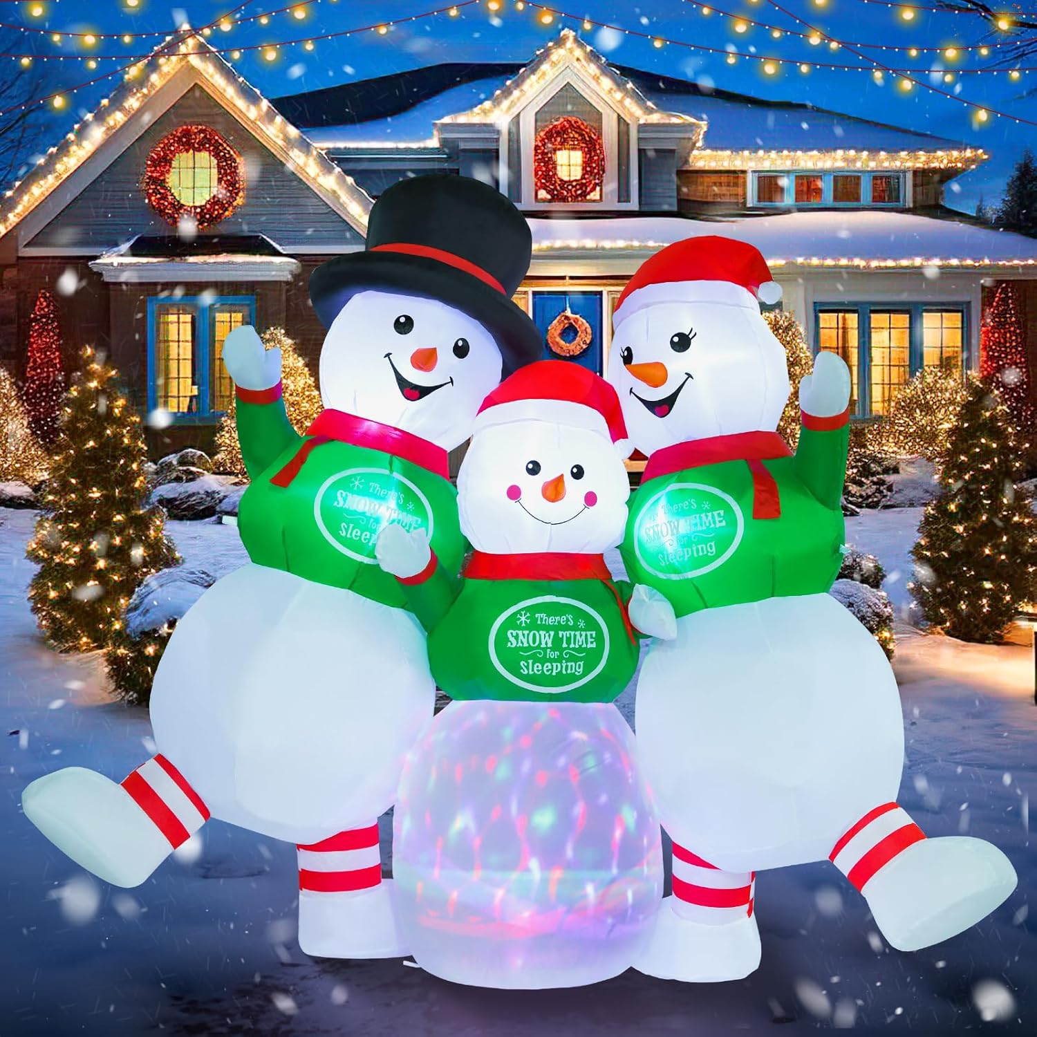 Dawdix 6FT Inflatable Christmas Snowman Family Set with
