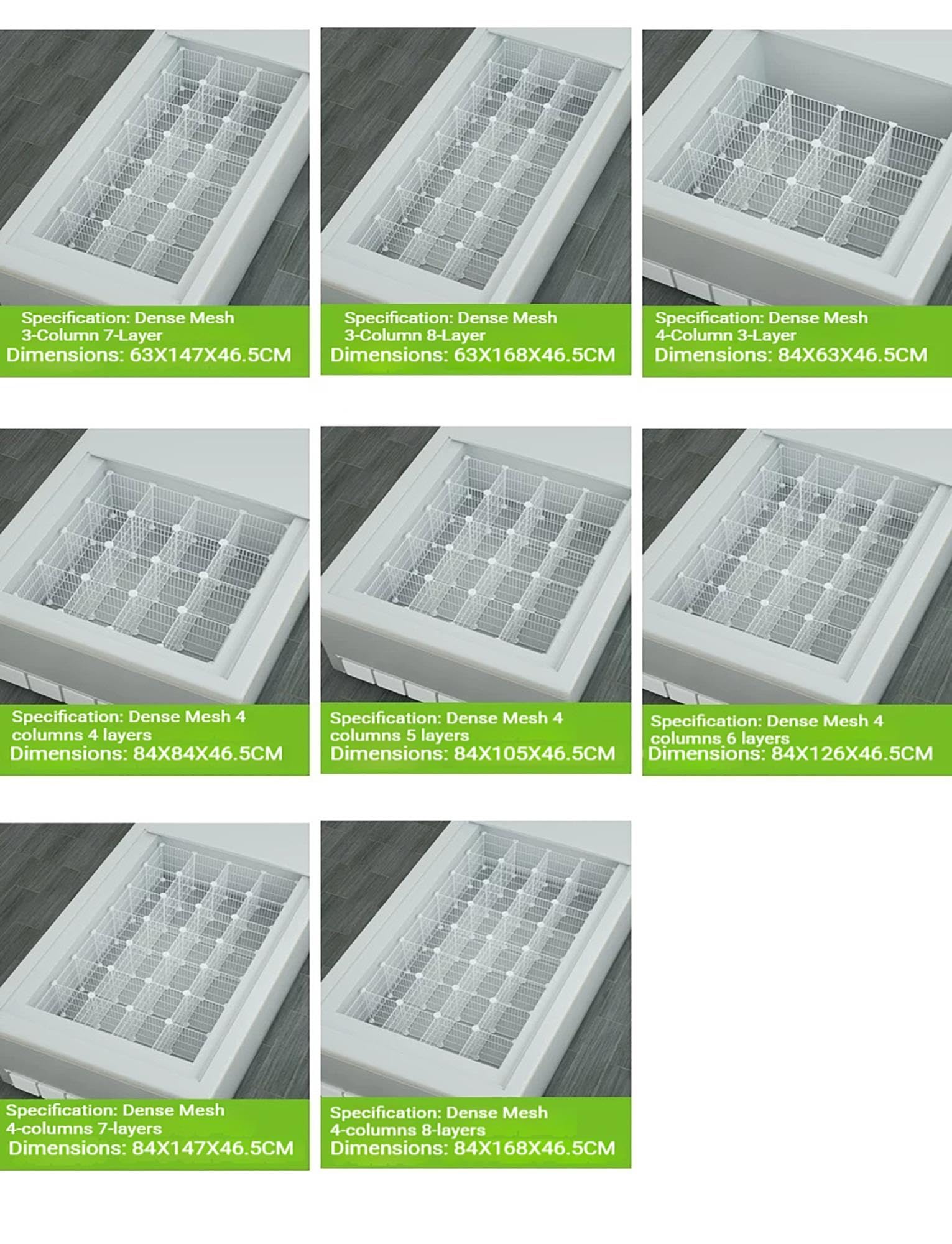 Genérico Pack 7 Cestas Organizadoras Congelador, Cestos de Alambre | For clasificación de alimentos en gabinete de despensa y refrigerador vertical(16.5x18.3x8.5in(420x465x215mm))