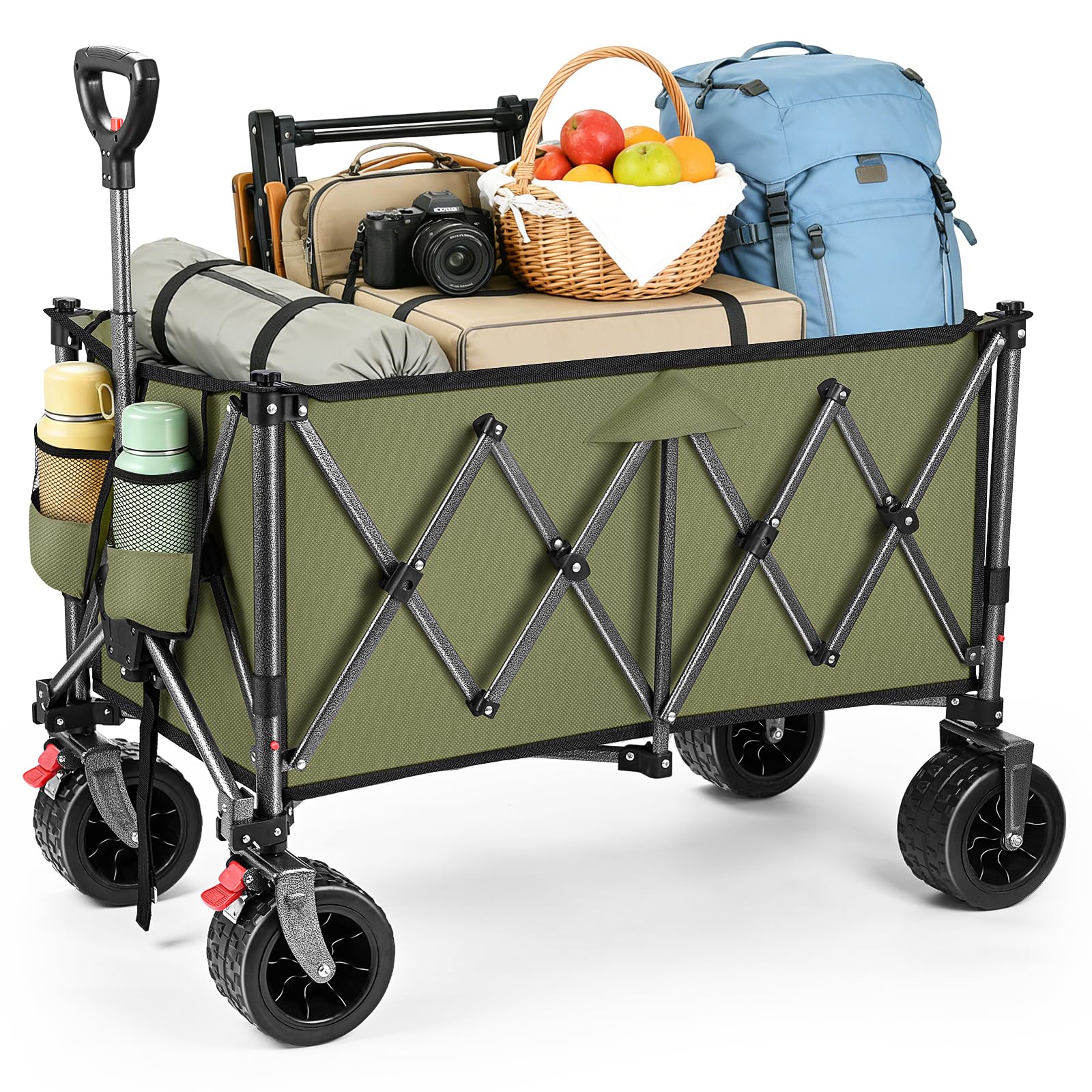 YEAUPE PRO Carro Plegable Todo Terreno – Frenos Dobles, Ruedas Anchas, Estructura Reforzada, Mango Ajustable – Ideal para Playa y Camping – 150‑240L, Negro — view 25