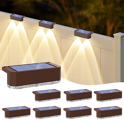 Peasur Solar Fence Lights Outdoor, 8 Pack Step Light Solar