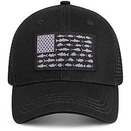 Naicissism American Fish Flag Trucker Hat, Fishing Gifts for Men, Outdoor Snapback Fishing Hat Perfect for Fishing and Daily Use