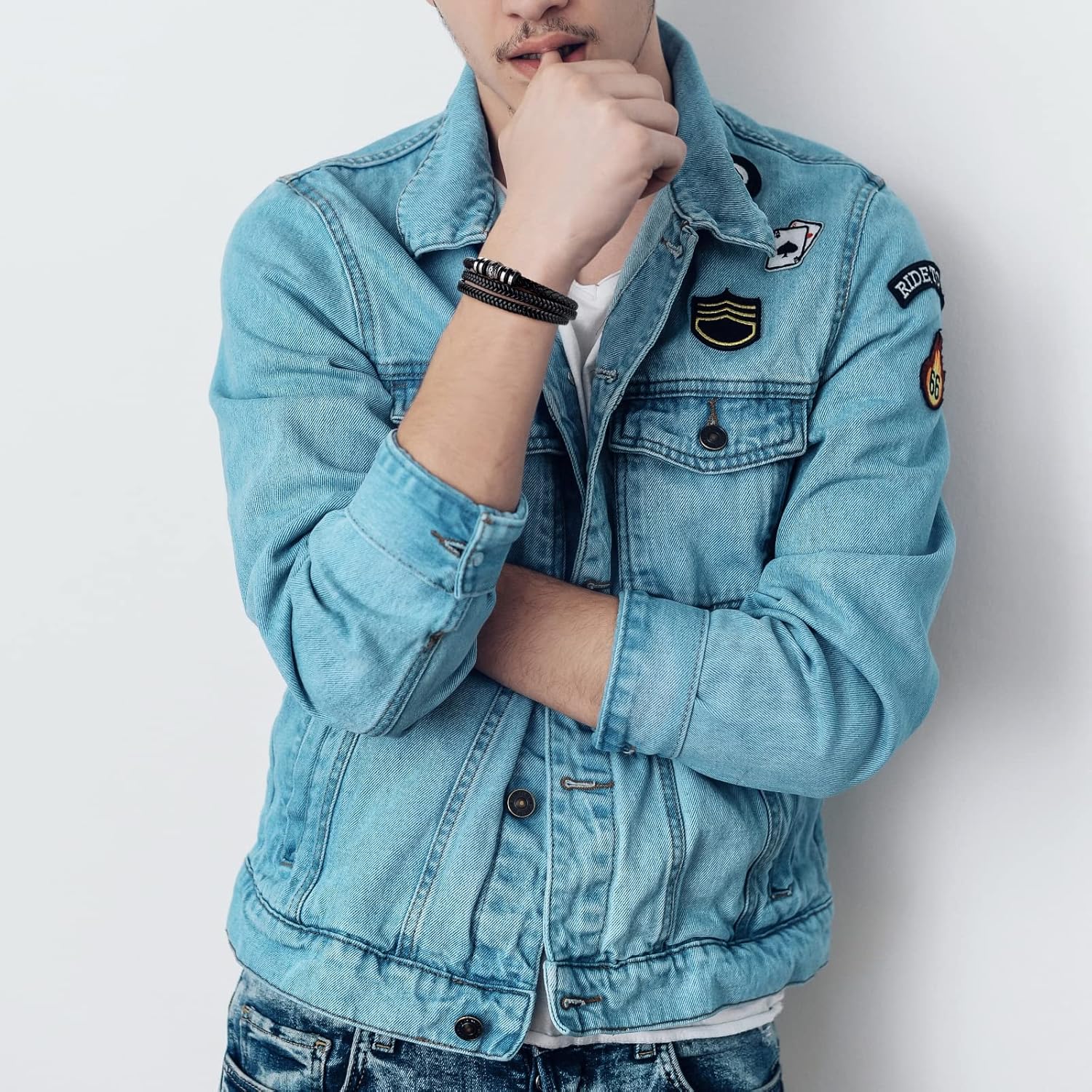 Mens Womens Braided Leather Bracelet Handmade Personalized Bracelets Three Rows of Cowhide Woven Bracelet Graduation Gift To My Son - Image 5