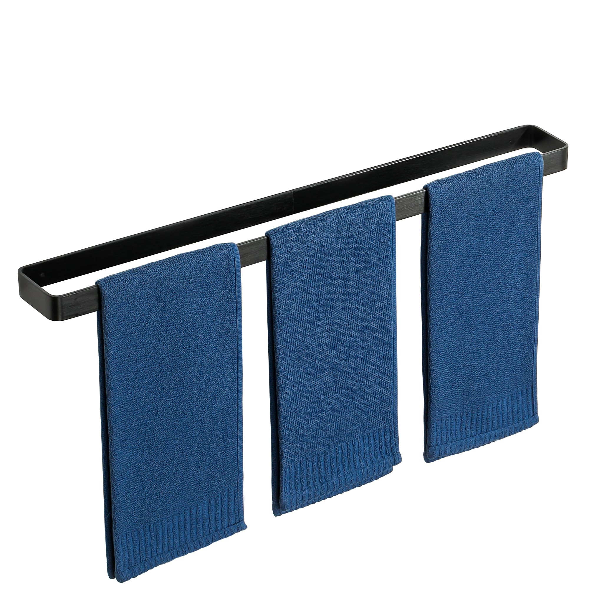 SAYAYO Handtuchhalter Ohne Bohren Schwarz Handtuchstange Ohne Bohren Selbstklebend Handtuchhalter Schwarz Wandmontage Aluminium Badetuchhalter für Badezimmer und Küche 70CM