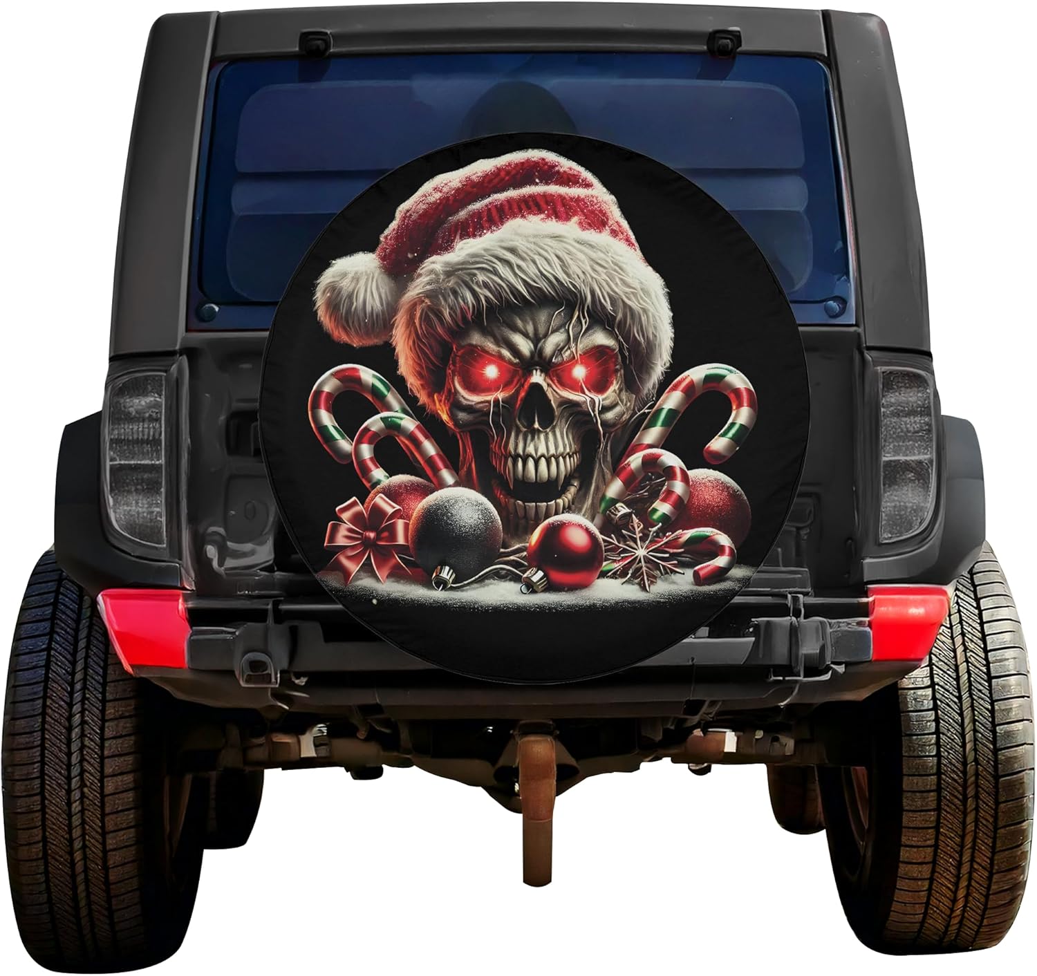 ThangPham Shop Christmas Skull Spare Tire Cover with/Without Backup Camera Hole – Christmas Theme Design for Lovers