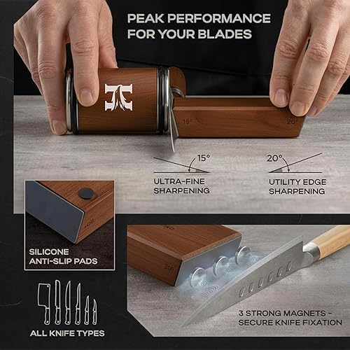 Miniatura 4 de Afilador de cuchillos rodantes de acero inoxidable de alto carbono con 400, 1000 y 3000 discos de repuesto, kit de afilado de cuchillos romos con