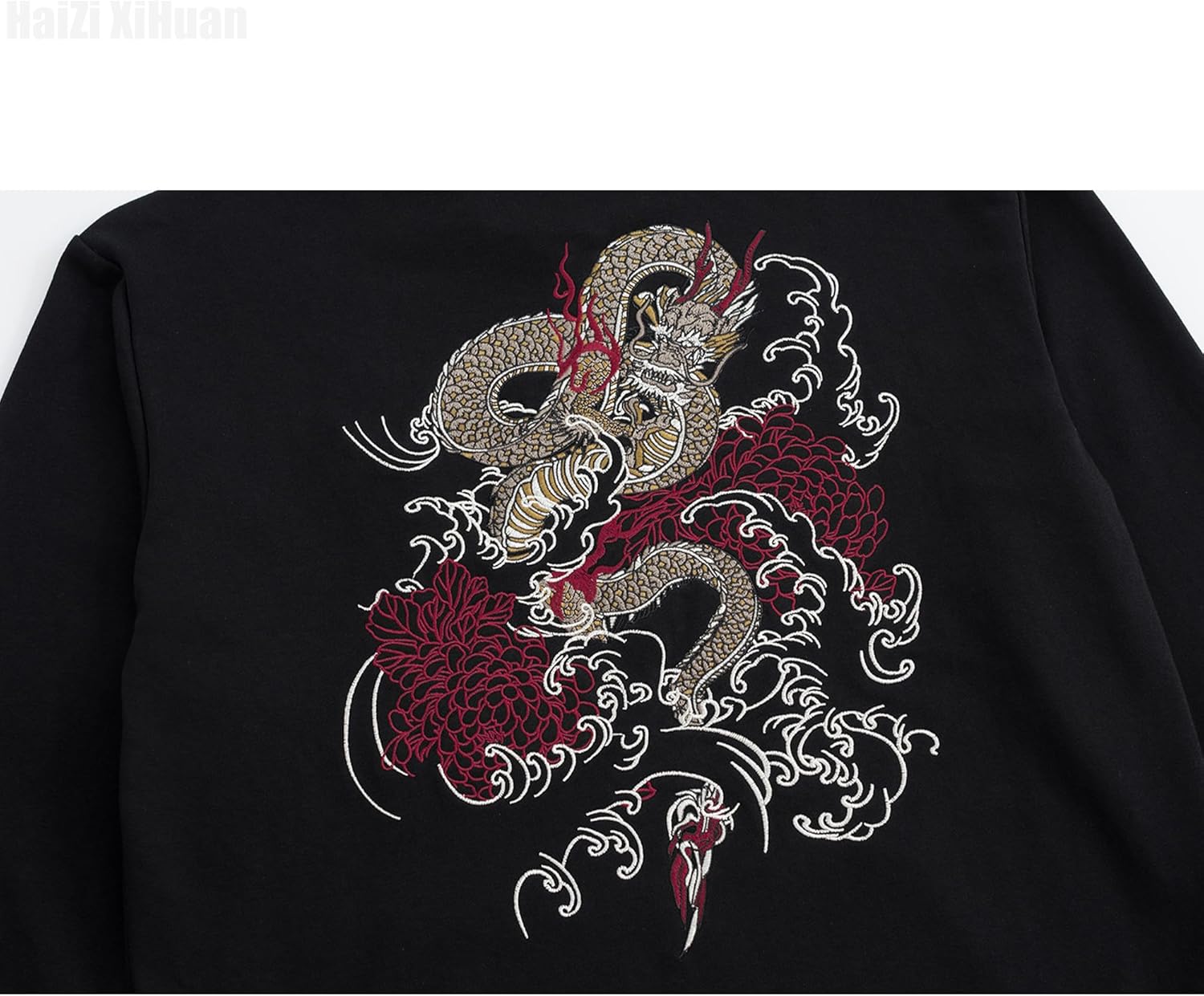 Streetwear Men's Dragon Embroidered Heavyweight Graphic Hoodies Japanese Techwear baggy Anime Hoodie - Image 8
