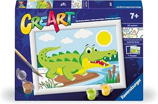 Ravensburger CreArt E-Serie Classic: Krokodil, Malen nach Zahlen, enthält ein vorgedrucktes Brett, einen Pinsel, Farben und Zubehör, kreatives Set für Jungen und Mädchen ab 7 Jahren