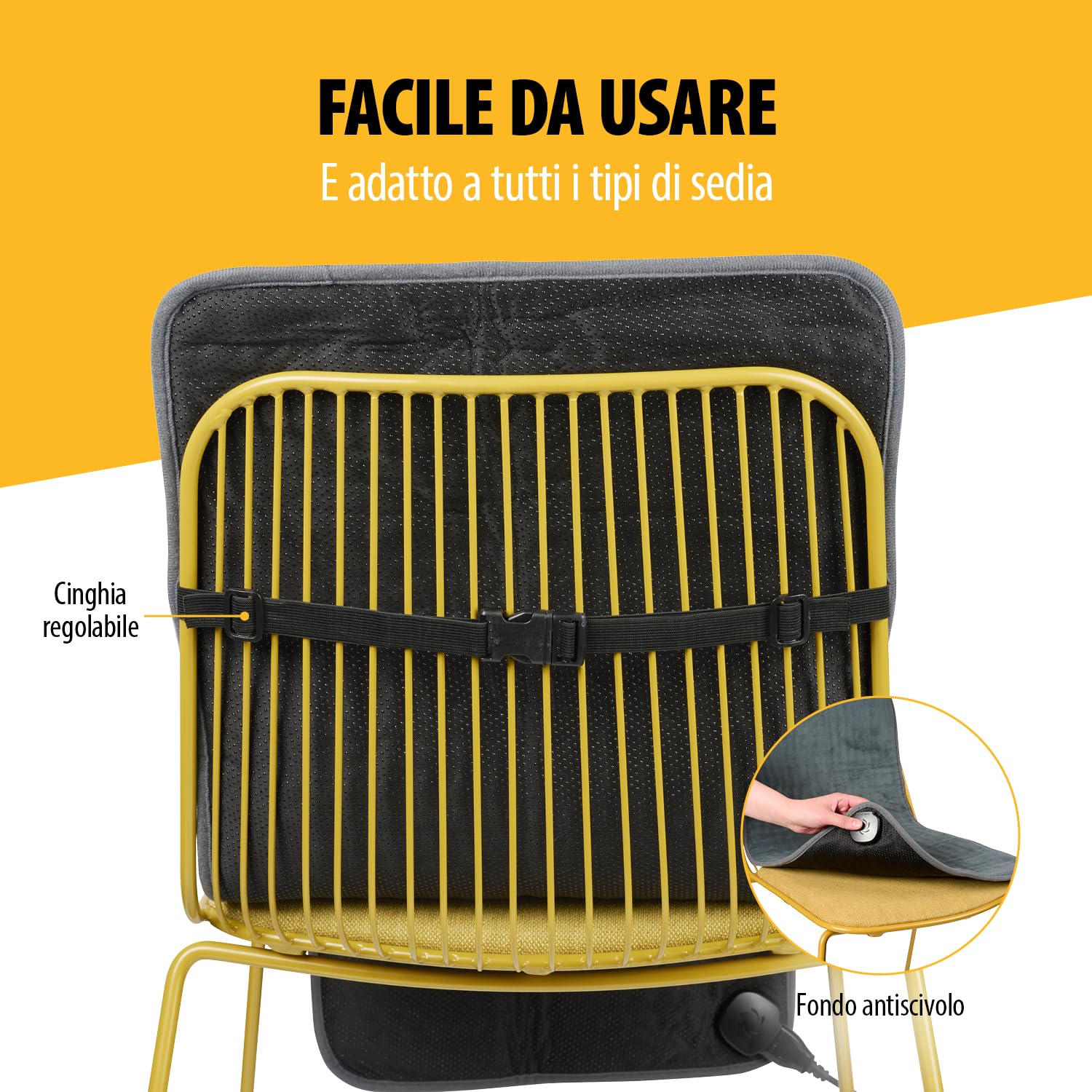 Tristar Coperta Elettrica per Sedia - 110x40 cm - 6 Livelli di Calore - Timer 90 Min - Telecomando Rimovibile - Lavabile in Lavatrice - Riscaldamento Rapido - Antiscivolo - BW-4772