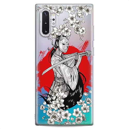 Miniatura 6 de Funda compatible con Samsung S25 S24 S23 FE S22 Plus S21 Ultra S20+ S10e Note 20 S9 Japón Cat Samurai Flexible Silicona Linda Sakura Print Slim Fit