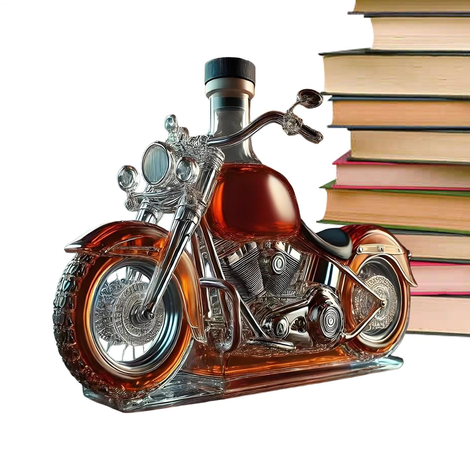 Butelka na whiskey w kształcie motocykla | Szklana karafka z motywem motocykla - karafka do wina - na urodziny, dla taty, mężczyzn, kobiet, dorosłych, alkohol, koktajl, Boże Narodzenie