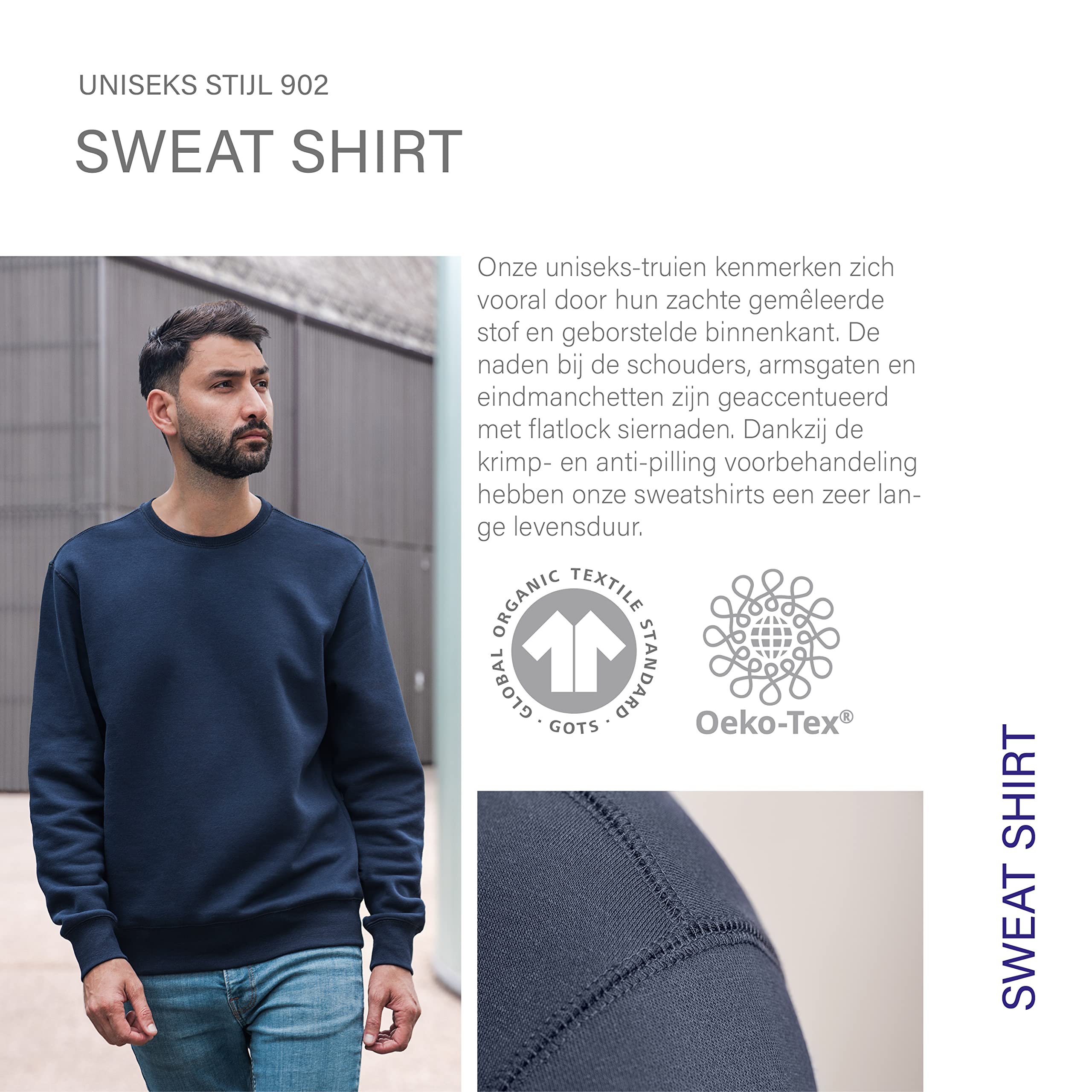 HRM Sweatshirt Unisexe, Bleu Royal, Taille L I Sweat-Shirt Premium Femmes et Hommes Lavable jusqu'à 60°C I Sweatshirt Basique I Pulls Femme et Homme I Vêtements de Travail Haut de Gamme et Durables