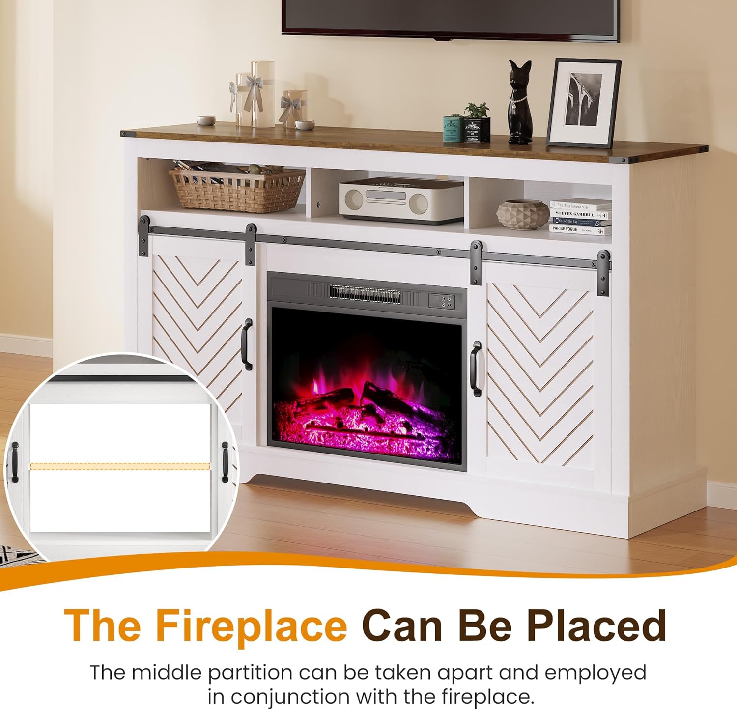 RoyalCraft TV Stand with electric fireplace insert