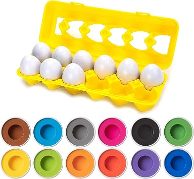 Driddle Color Matching Egg Toy - Color Recognition Learning Toy for Toddlers - Pretend Play - Preschool Game - Montessori Education - Easter Eggs