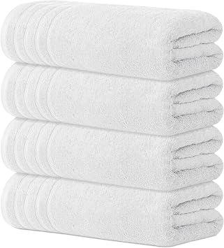 Avalon Towels Bath Towels Set of 4, Size 30 x 60 Inches - 60% Cotton, 40% Viscose Made from Bamboo, Soft and Absorbent, Quick Drying, Lightweight, Perfect for Daily Use