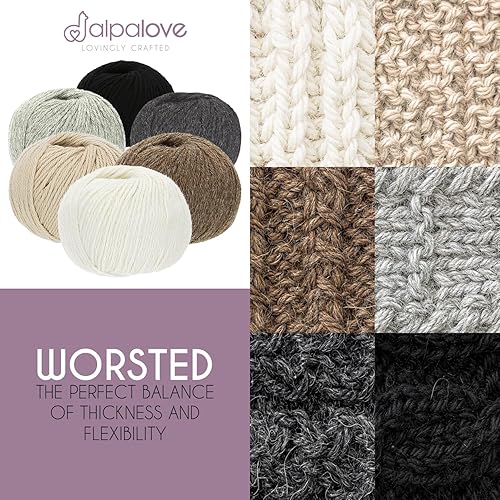 Vista 138 de Bulky Set (6 x 1.75 oz) Super Soft Baby Alpaca Hilo de tejer gris verde 328 yardas Gris Verde,Beige,Azul y verde,Cappuccino,Azul Oscuro,Gris