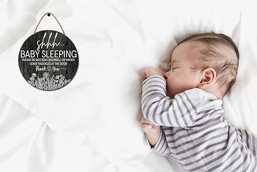 Miniatura 2 de Letrero de sueño de bebé para puerta delantera, con texto en inglés Please Do Not Ring, colgador de puerta de madera para decoración de porche al