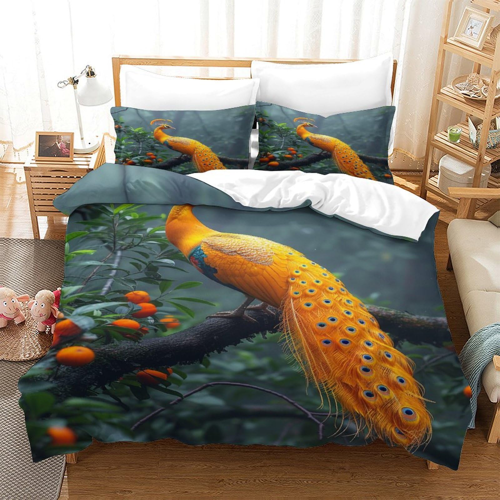 P1S9U7W5Y Aquatic 3D Printed Koi Duvet Cover Set 3pcs Microfiber Fish Themed Bedding Set Single（140x200cm）
