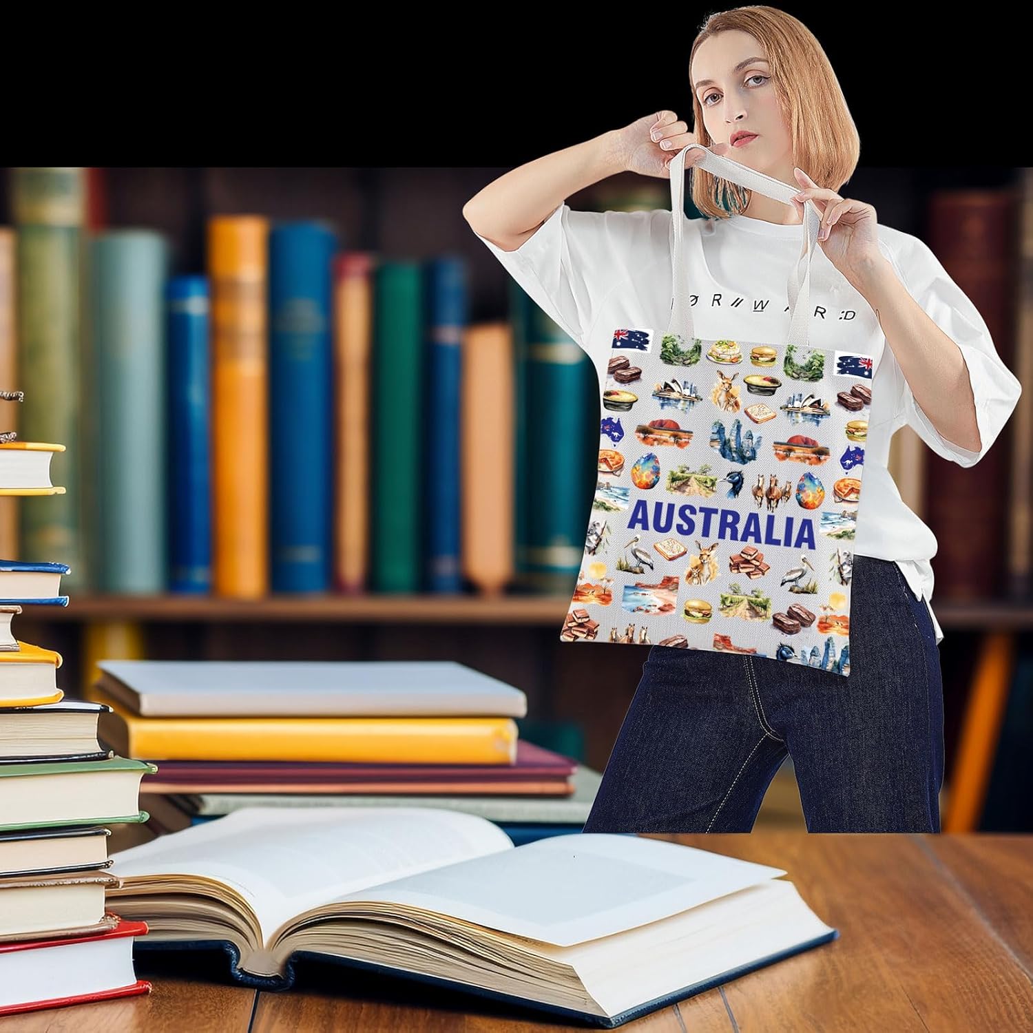VAMSII Australia Tote Bag Australia Souvenir Gift Australia Travel Shopping Bag Kangaroo Lover Gift - Image 5