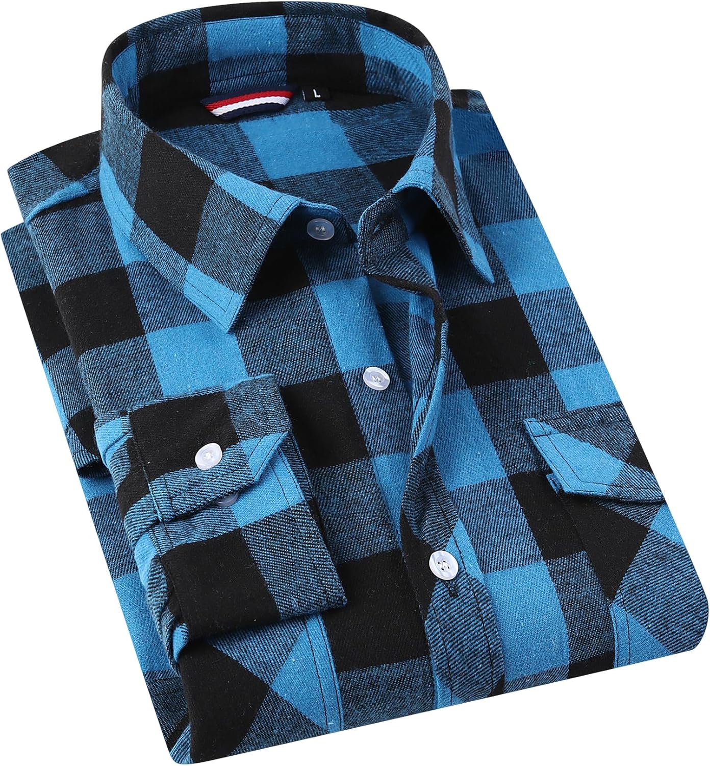 Mens Flannel Shirts Button Down Casual Shirts Long Sleeve Plaid Shirts with Chest Pocket - Image 3