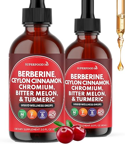 Miniatura 7 de Berberina con suplemento de canela de Ceilán gotas líquidas + extracto de melón amargo, glucomanano, gimnasia, cromo, cúrcuma, panax ginseng