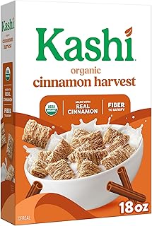 Kashi Breakfast Cereal, Organic, Whole Grain, Cinnamon Harvest, 18oz Box (1 Box)