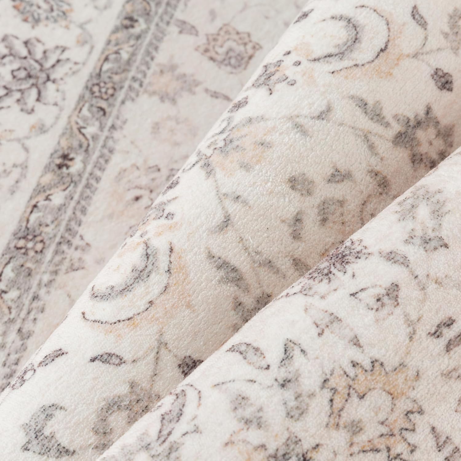 PureCozy 3x5 Area Rug Beige Washable Entryway Vintage Carpet Office Small Non Slip Stain Soft Resistant Low Pile Thin Boho Accent Indoor Throw Rug for Laundry Kitchen Bathroom Entrance Bedroom
