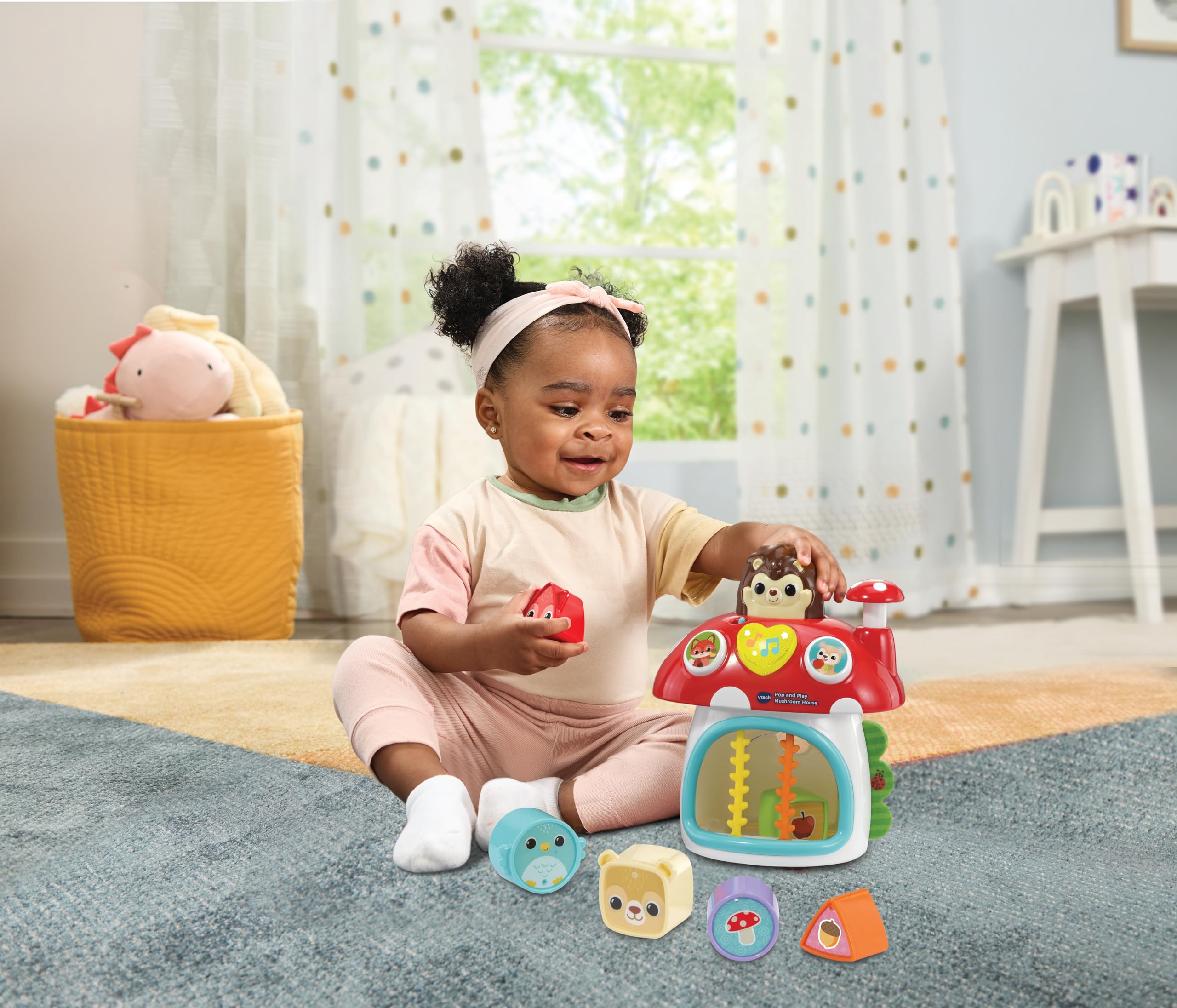 VTech Baby Pop & Play Mushroom House, Includes 6 Block Play Pieces, Develops Fine Motor Skills, Includes Songs & Melodies - Image 2