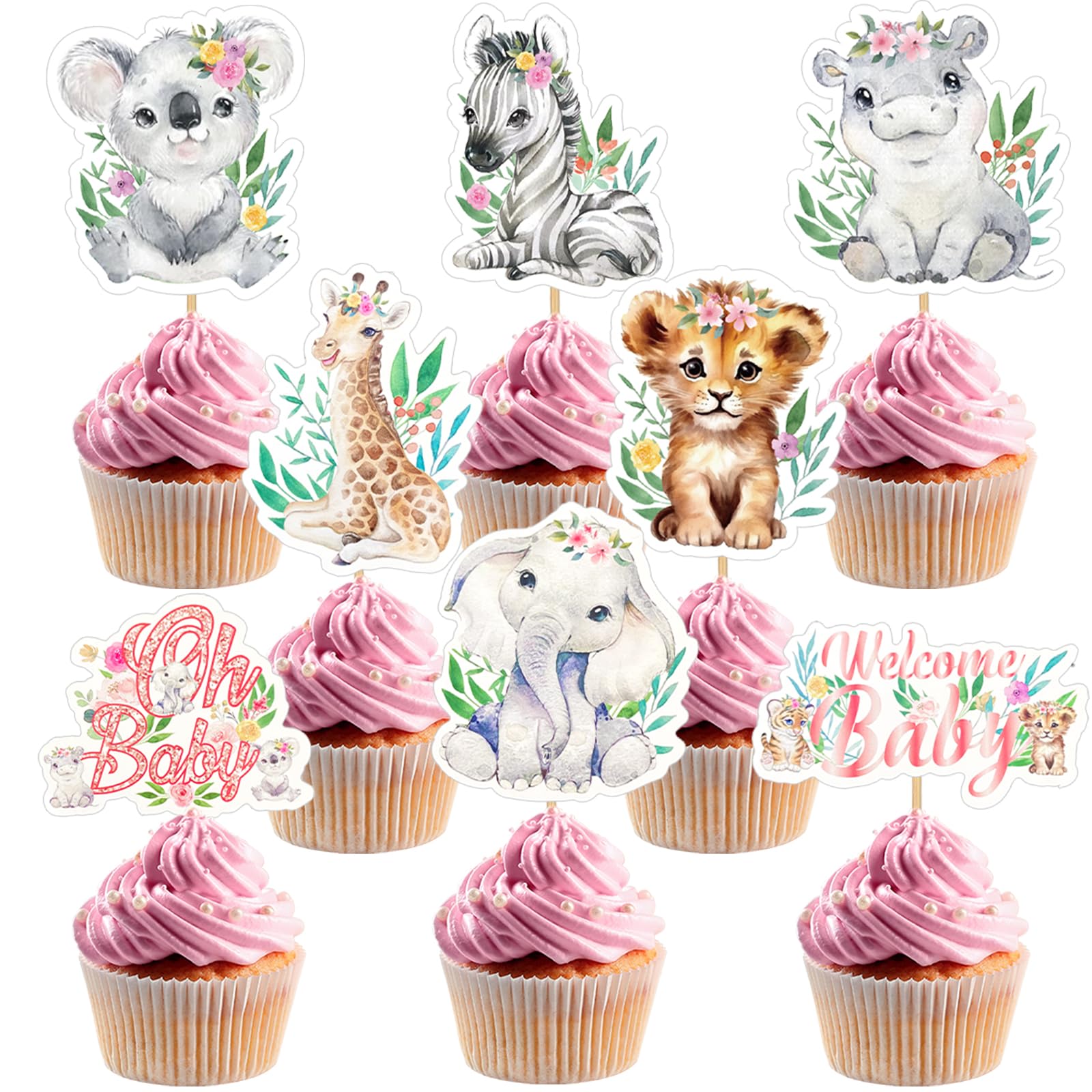 Rsstarxi 40 Pack Woodland Cupcake Toppers - Fox, Deer, Bear Safari Animals For Baby Shower & Birthday Parties - View #10