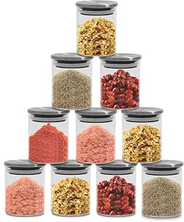 Kit 10 Porta Tempero Condimento 200ml Potes Herméticos de Vidro com Tampa Inox