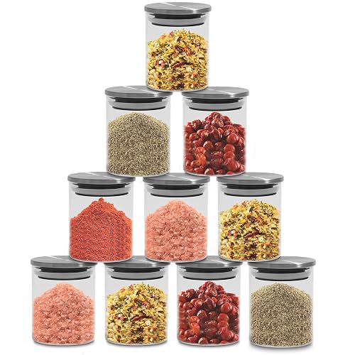 Kit 10 Porta Tempero Condimento 200ml Potes Herméticos de Vidro com Tampa Inox