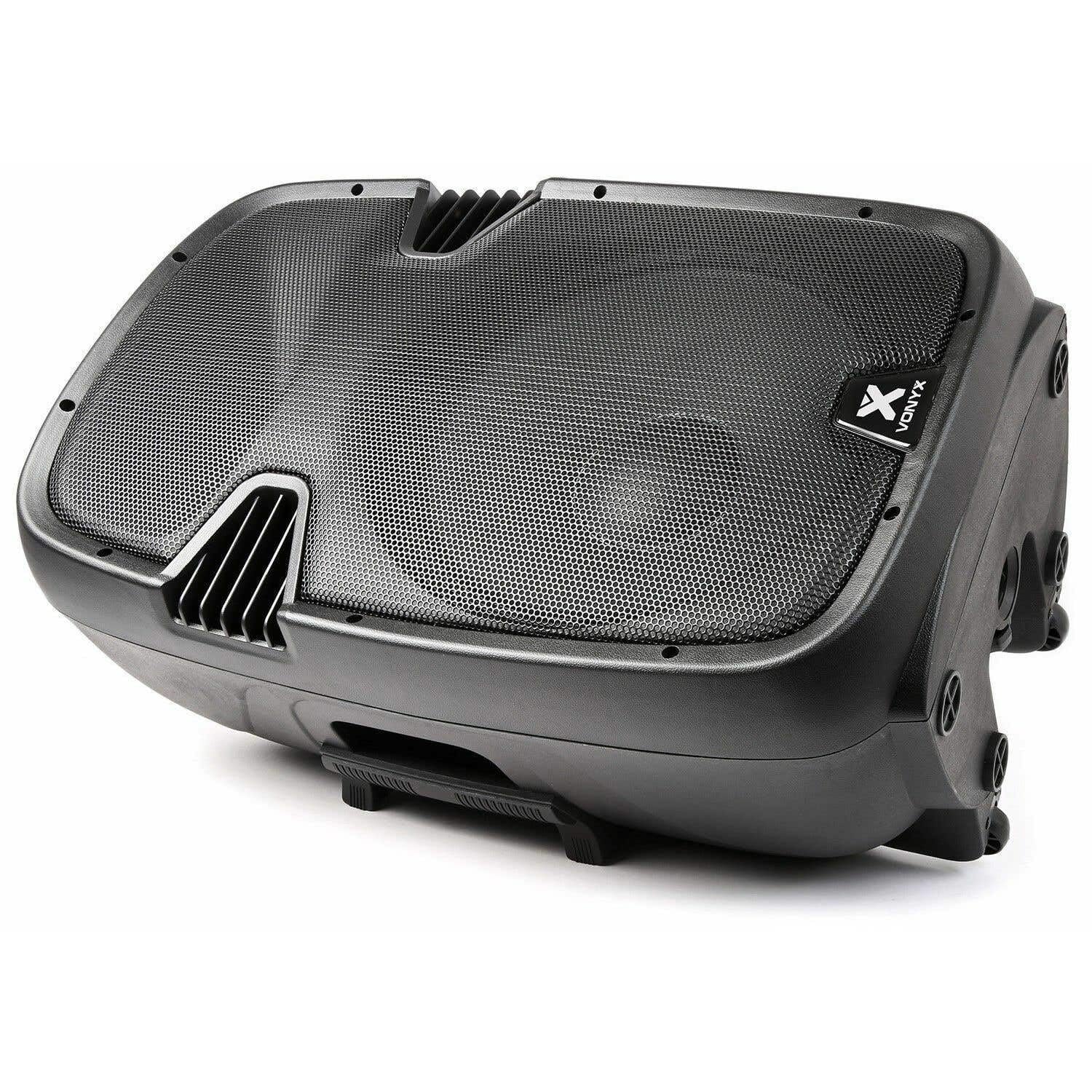 Vonyx SPJ-PA915 Enceinte Sono Portable avec micros sans fil – 700W Max, Bluetooth, USB/SD/MP3, Boomer 15", Batterie intégrée, poignée, emplacement pour pied de fixation, enceinte légère et robuste