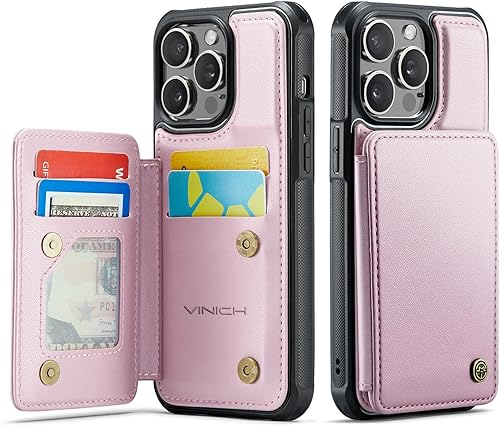 Miniatura 10 de Vinich Funda tipo cartera para iPhone 15 Pro Max con soporte para tarjetas, funda para iPhone 15 Pro Max con bloqueo RFID para mujeres y hombres,