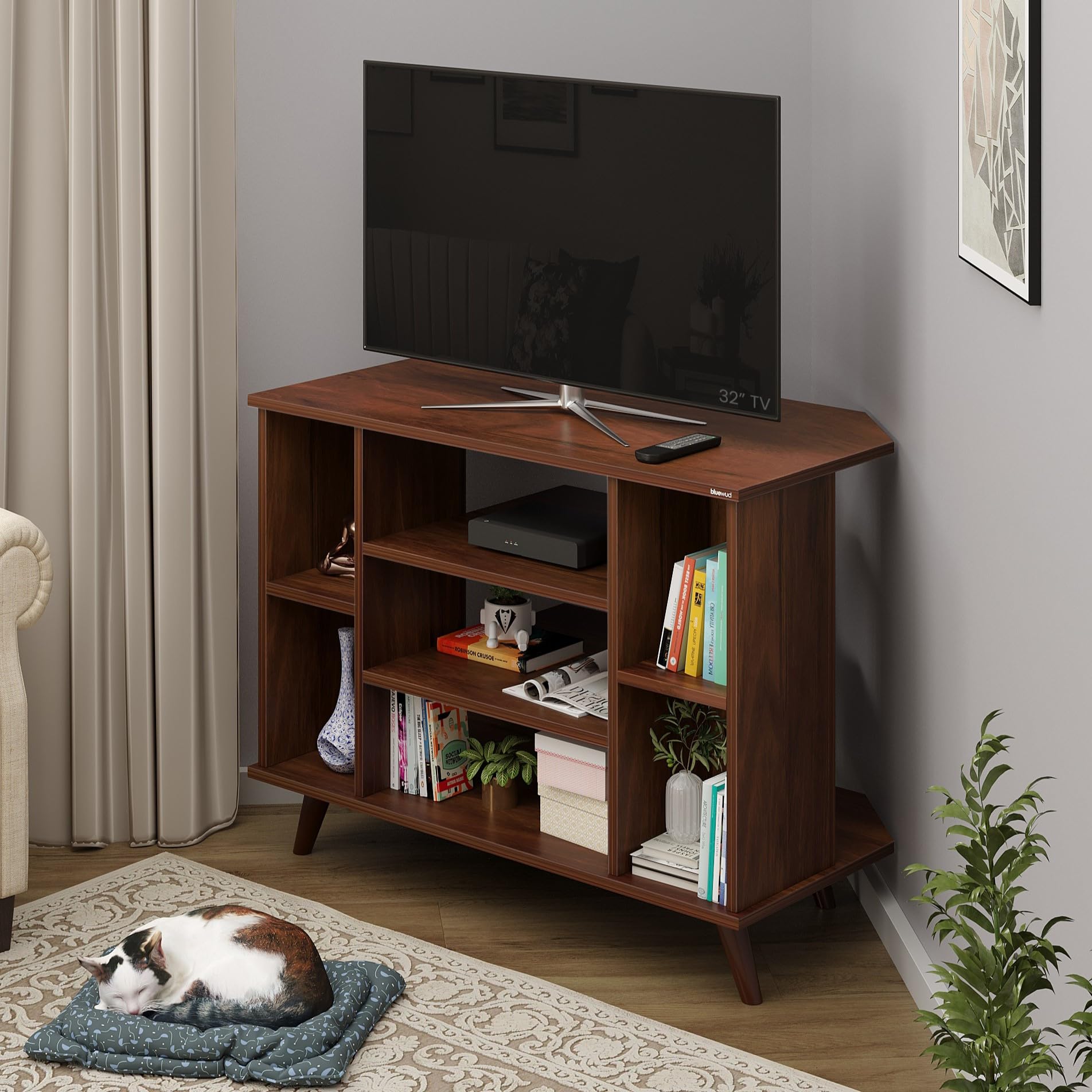 BLUEWUD Gautier Engineering Wood Floor Standing TV Entertainment Unit Set Top Box Stand/TV Cabinet with Shelves for Books & Décor Display Unit Bed Living Room Upto 42 inches (Brown Maple) (B0D4DB18VF) Amazon Price History, Amazon Price Tracker