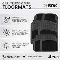 Vista 2 de BDK HybridMat - Alfombrillas de goma y alfombra para automóvil, juego de tapetes para asientos delanteros y traseros de forro interior para coche