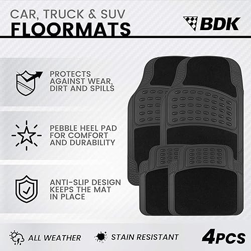 Miniatura 3 de BDK Motor Trend Automotive - Alfombrillas para automóvil y forro para maletero de carga para Coupe sedán, SUV, furgoneta, 5 piezas, alfombras