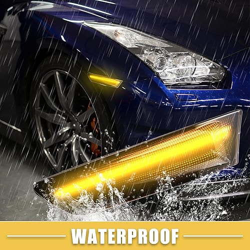 Miniatura 4 de A ABSOPRO Luz de marcador lateral LED 26180AM800 luces intermitentes delanteras Fender Sidemarker Lámparas para Infiniti G35 2003-2007 Lente negra