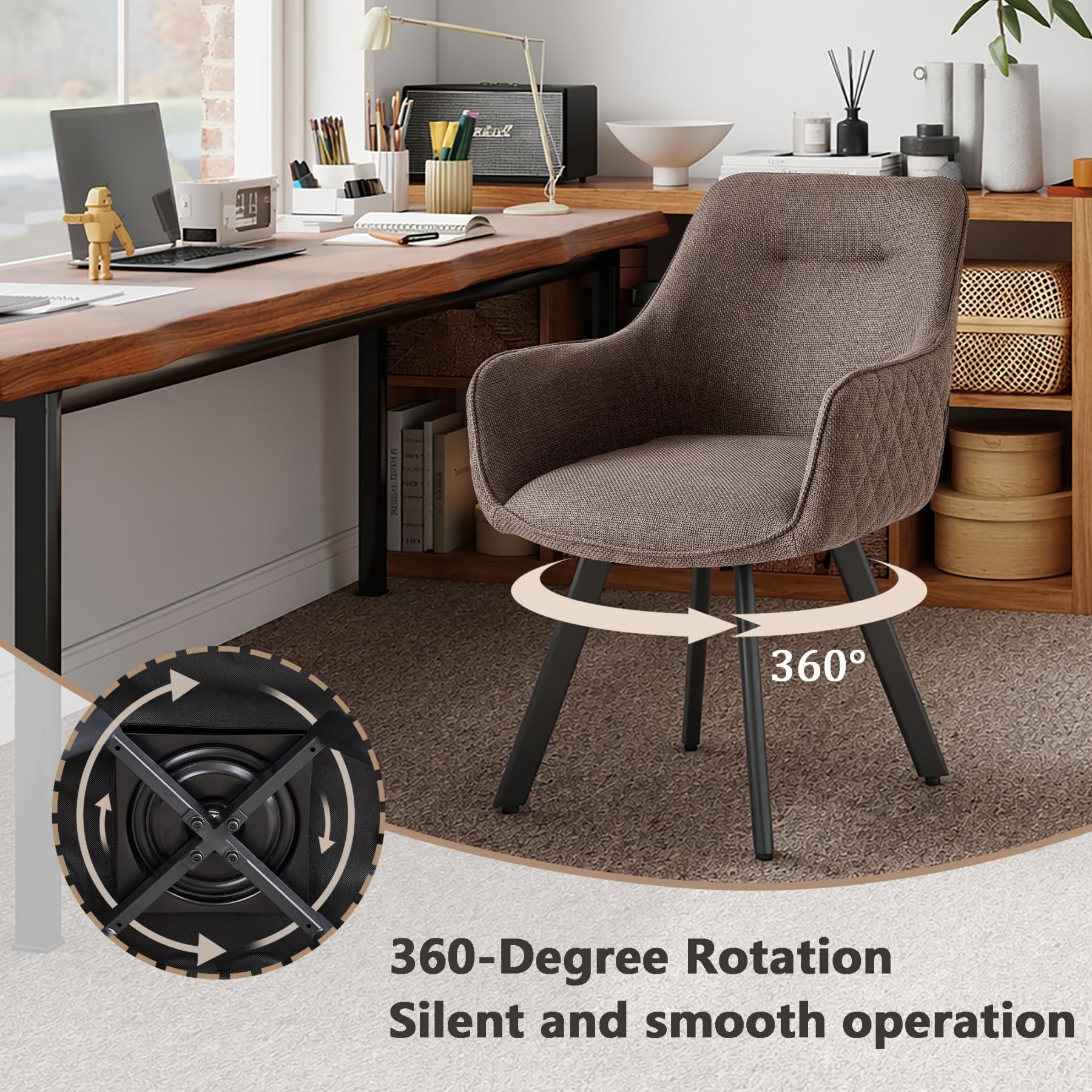 GrandCA HOME Juego de 4 Sillas de Comedor con Reposabrazos, Giro de 360°