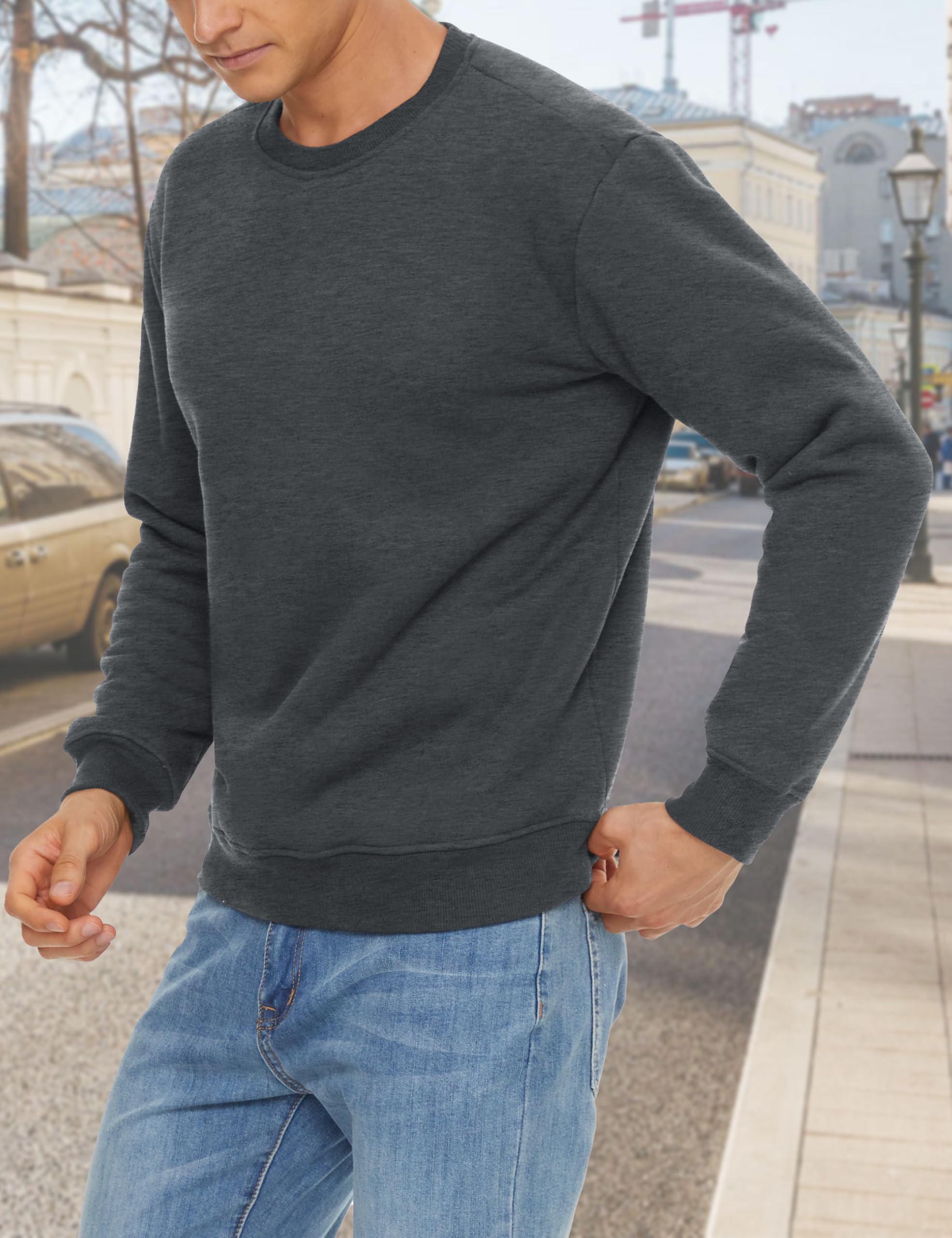 MAGCOMSEN Sweat-shirt d'hiver en polaire pour homme - Pull de sport chaud à manches longues avec col rond