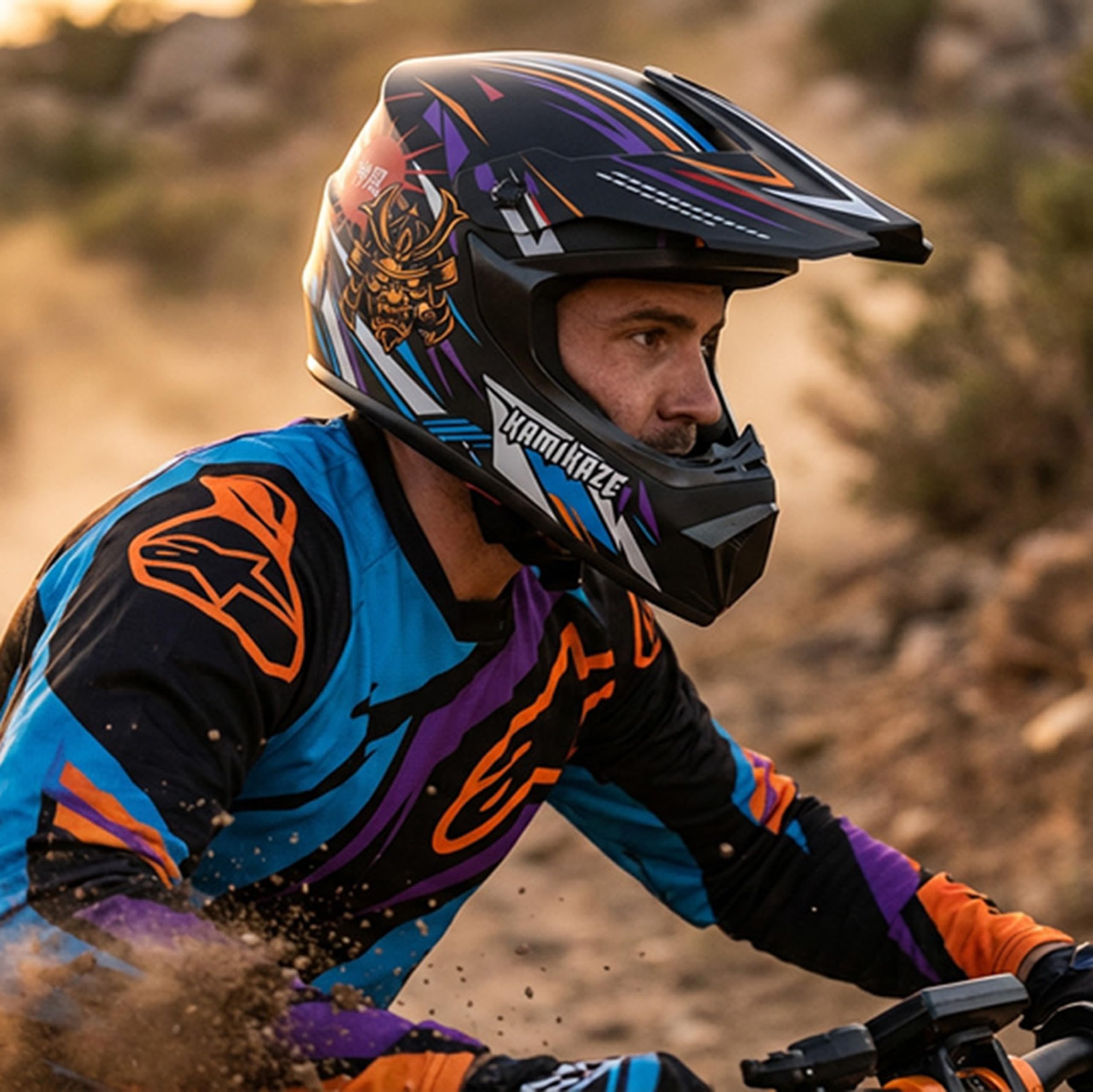 Casco integrale Kamikaze Ninja, taglie M, L e XL, casco protettivo per ciclismo, monopattino, BMX, enduro e downhill, leggero e resistente agli urti