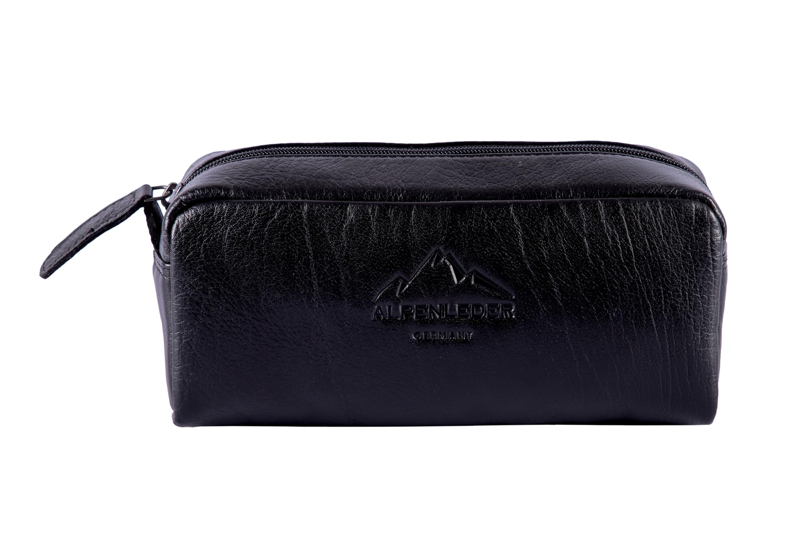 Alpenleder Federmäppchen - MAINAU (Handgefertigt) - Nachhaltiges Bio-Leder aus regionaler Landwirtschaft | Etui Stifte, Federmappe, Kulturtasche Leder *Fair Produziert* (22x10x7.5cm, Ebenholz)
