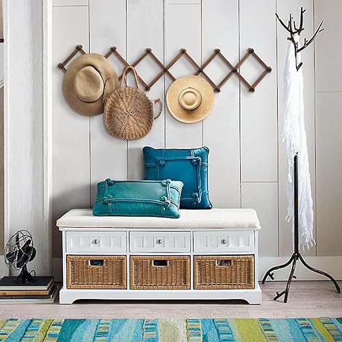 Vista 35 de WGFKVAS Paquete de 2 percheros expandibles, colgador de pared de acordeón, perchero de madera para sombreros montado en la pared, gancho de acordeón